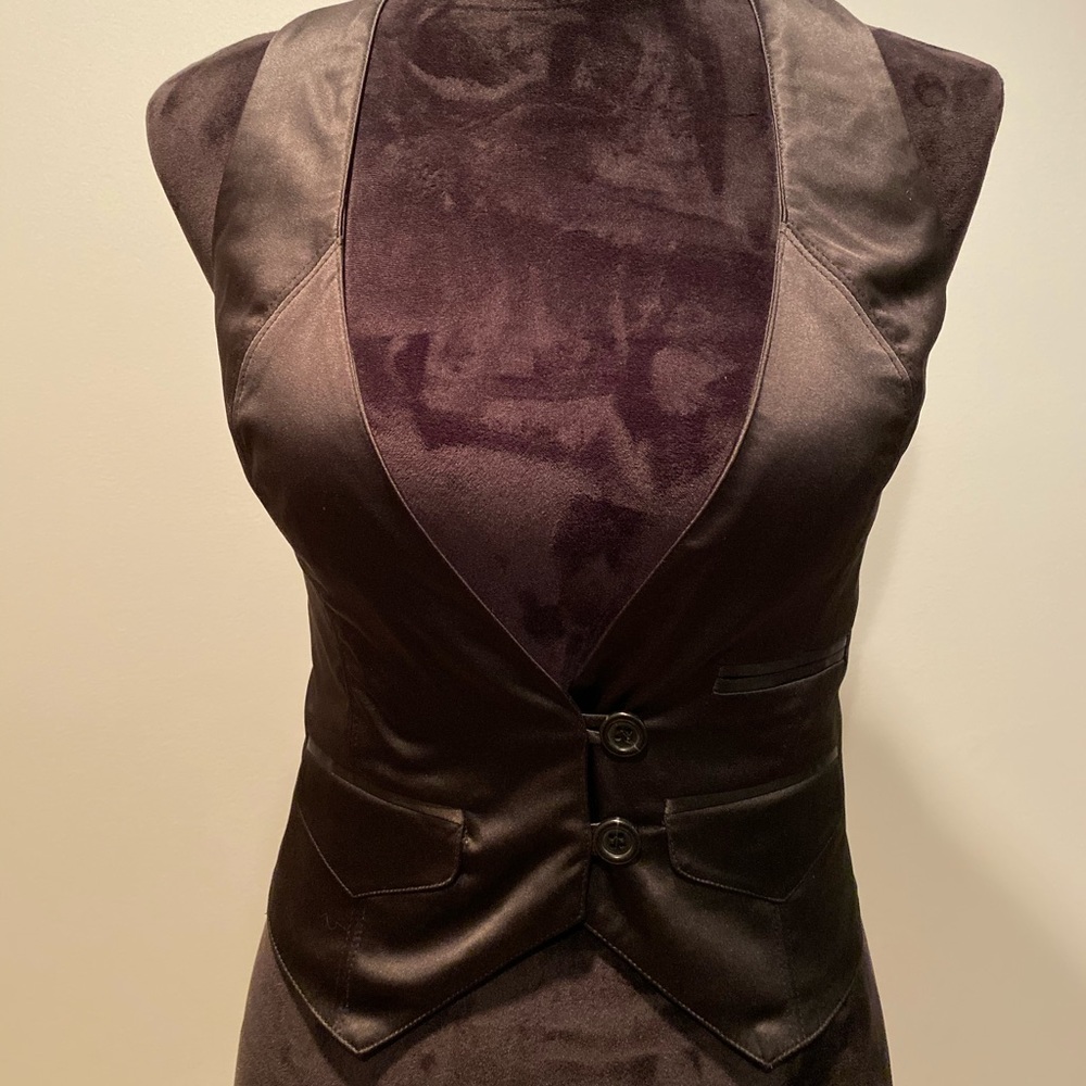 Feminine Black Satin Vest